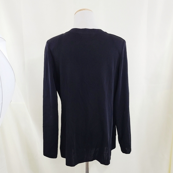 Misook black open front cardigan sweater lightweight knit - Picture 2 of 6